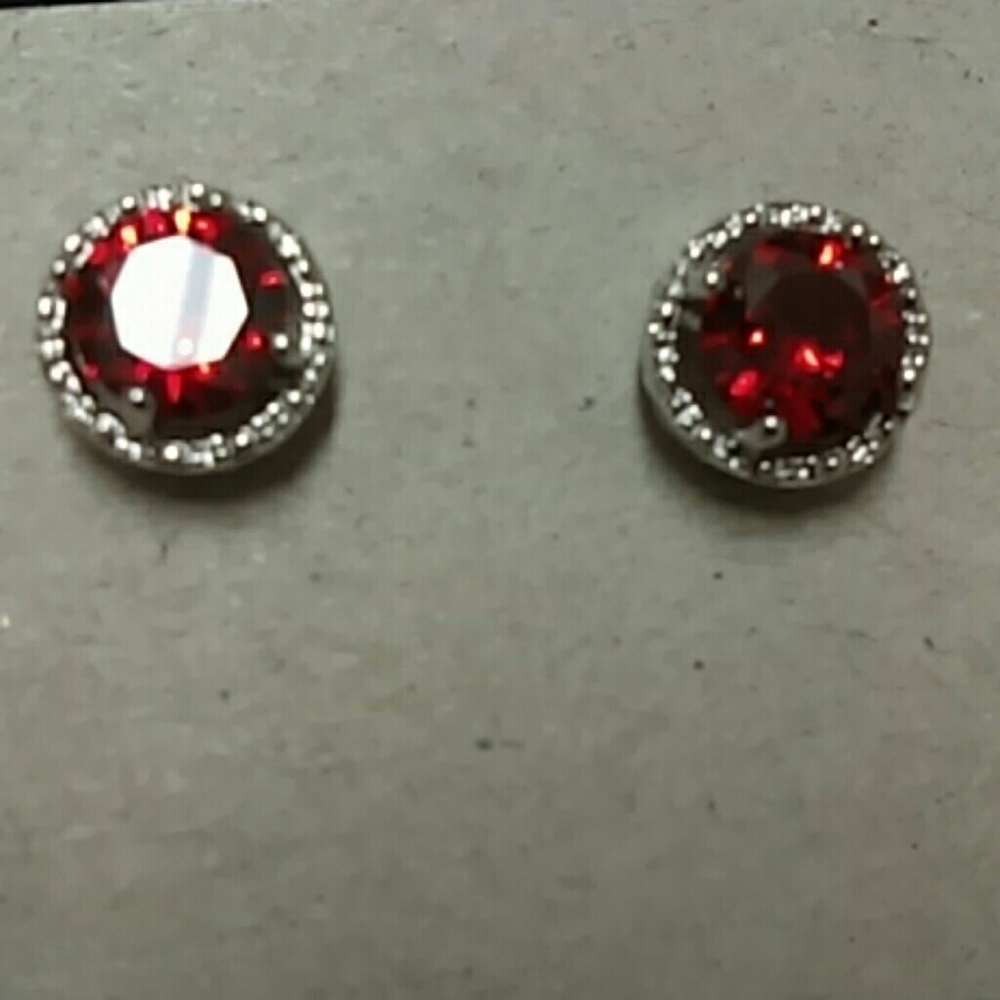 NWOT White Gold and Ruby Earrings
